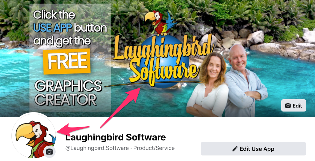 An example of a Facebook page banner graphic with matching profile image.