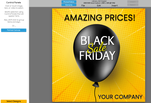 Design an ad for black friday sale
