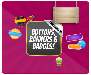 Graphic Buttons, Banners, and Badges Design Elements