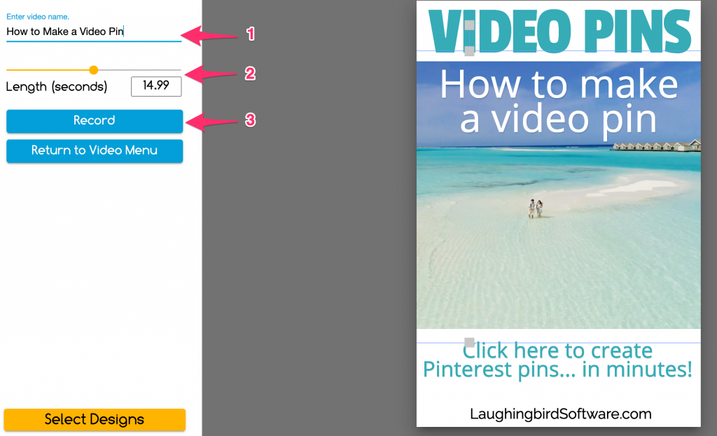 Write a title and choose the length of your animated video before recording it.