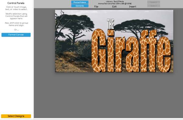 Text Effects with Giraffe Pattern