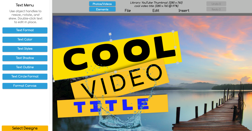 YouTube thumbnail template customizable in the Graphics Creator software