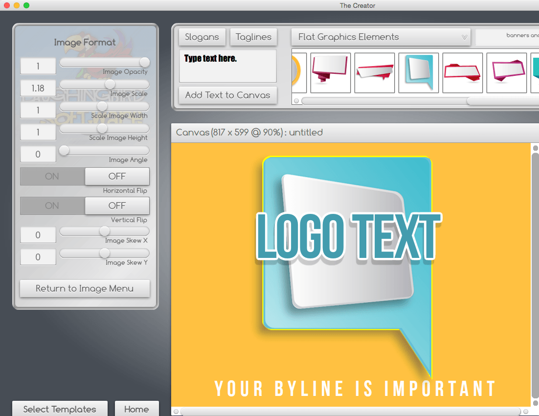 Make a logo for free using The Creator graphic design software