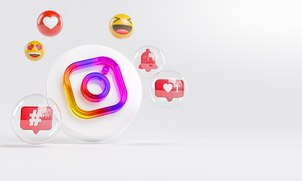 Floating Instagram symbols 
