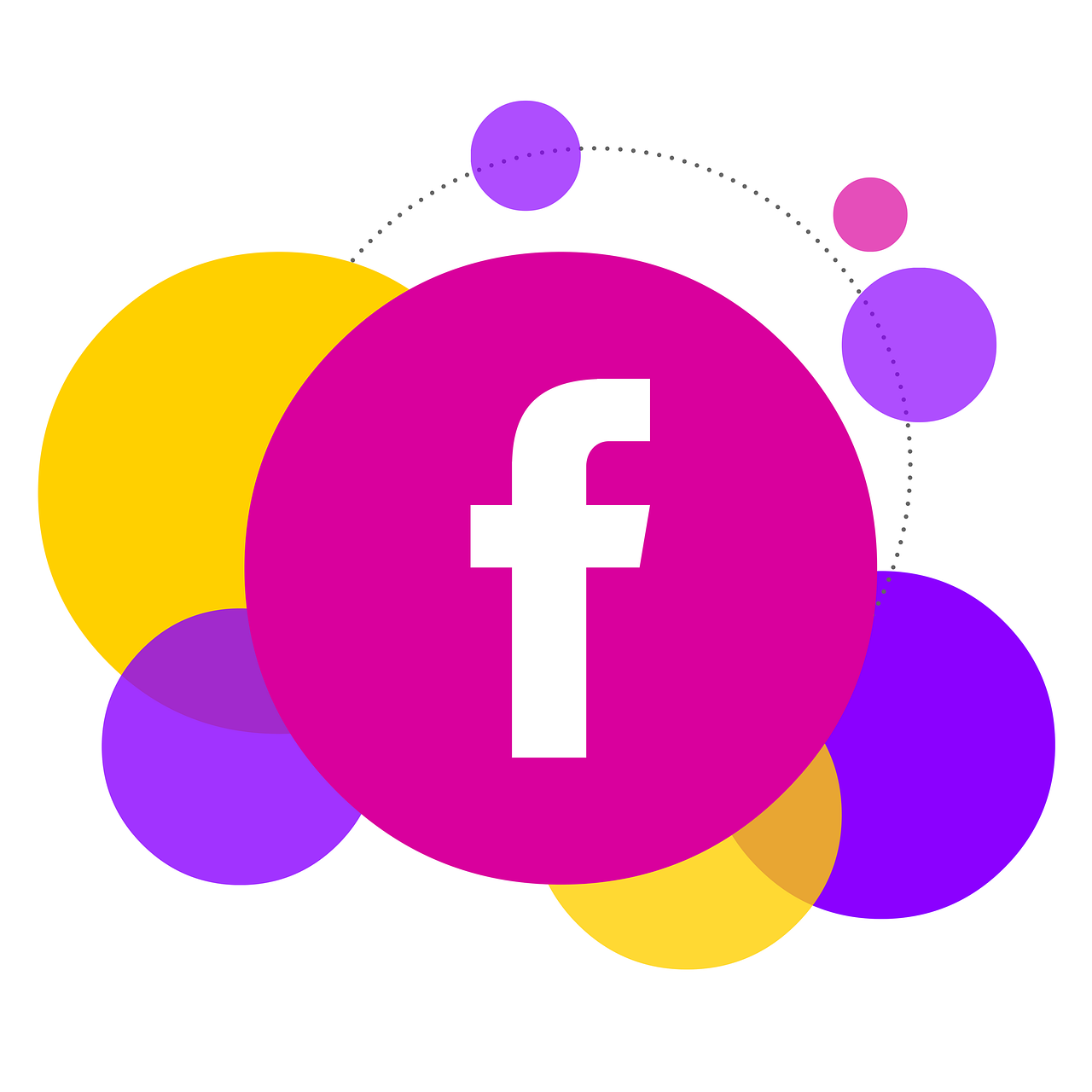 different color circles with facebook logo