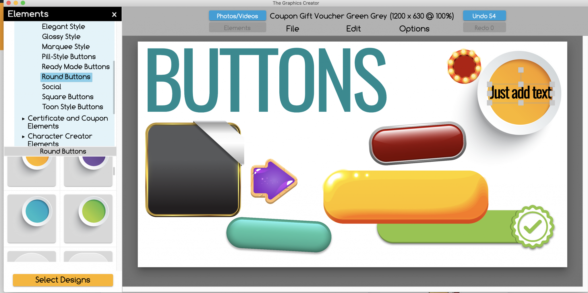 Buttons, Banners, and Badges Elements The Graphics Creator Online