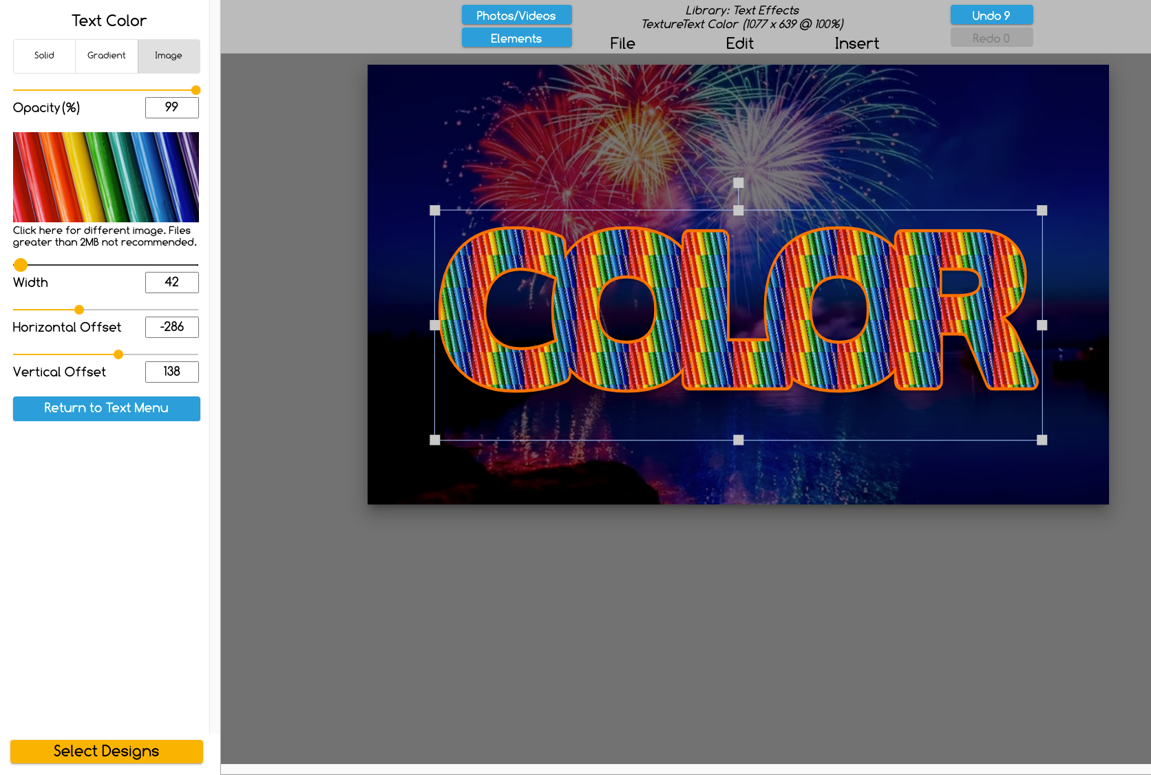 Photo in text design modification
