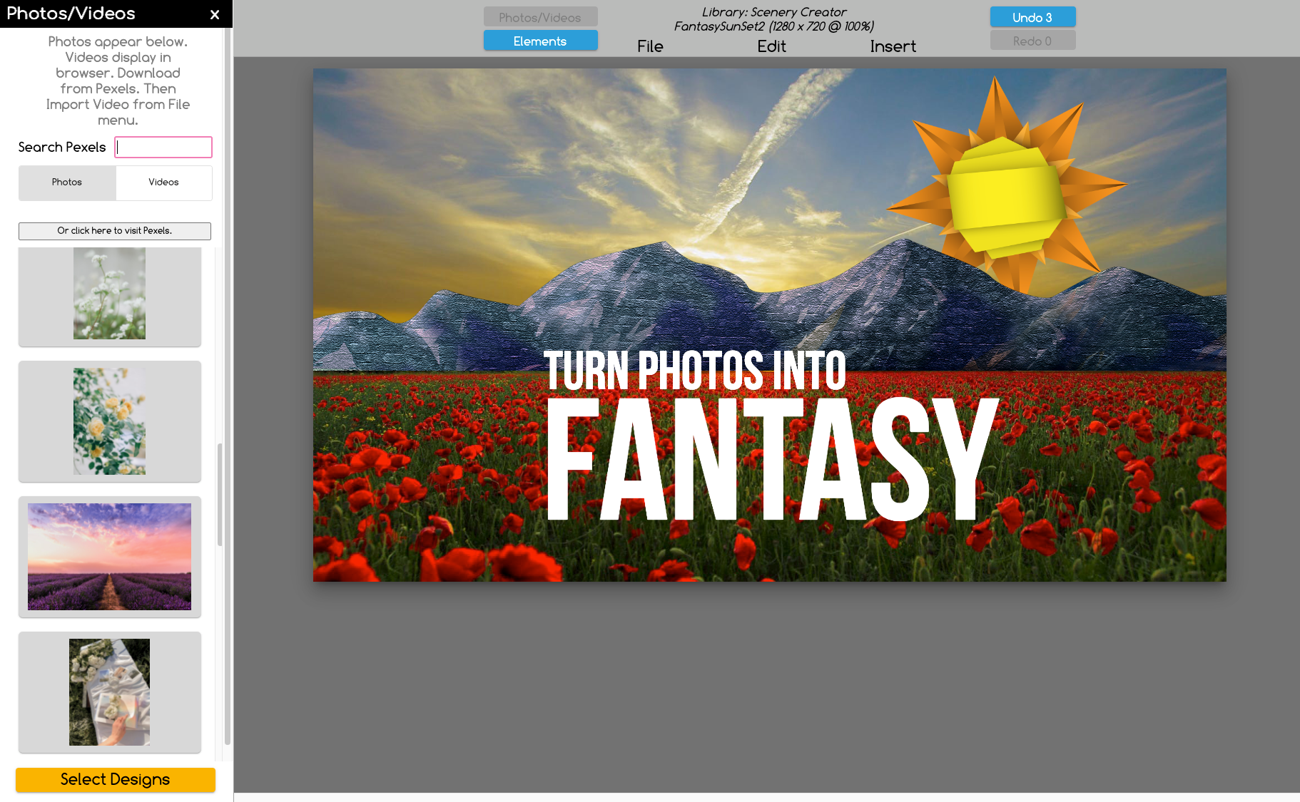 Fantasy image with layered designs